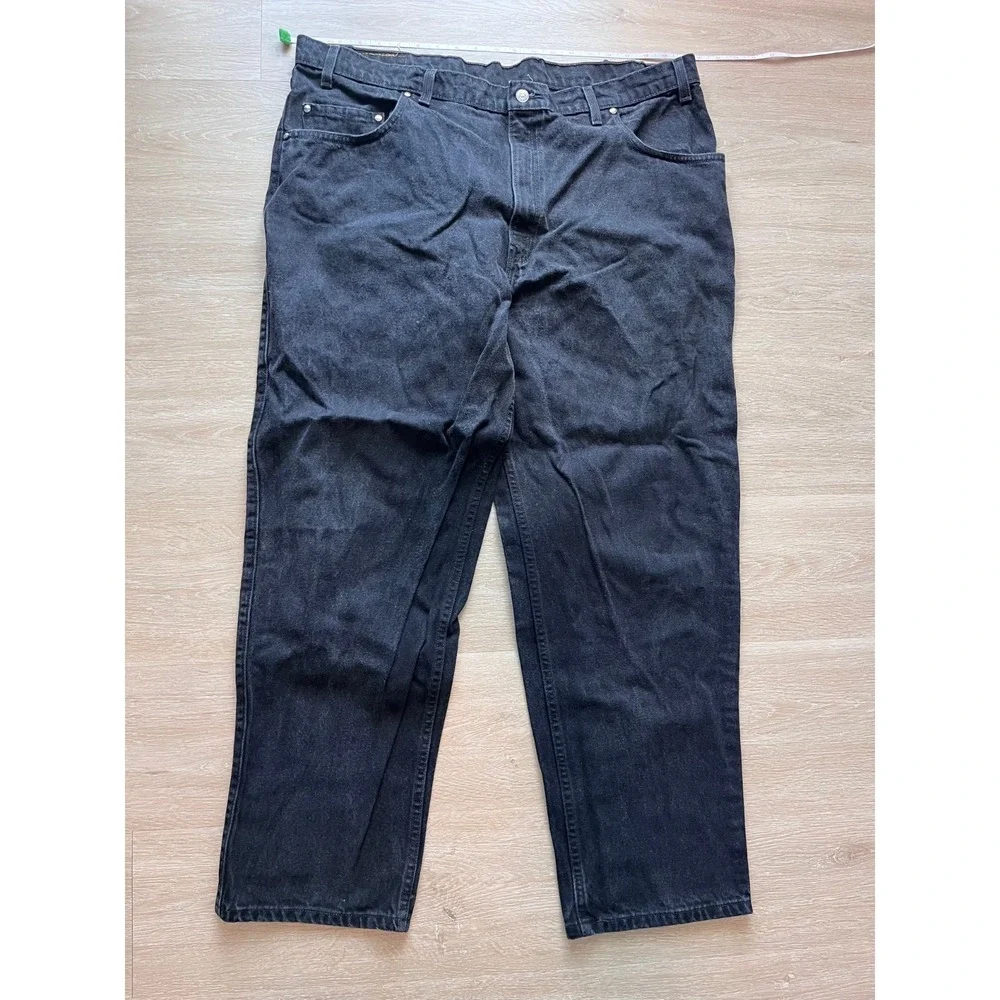 Levi's Loose Jeans Mens 44x32 Black Denim Cotton Dark Wash Mid Rise Dark Wash